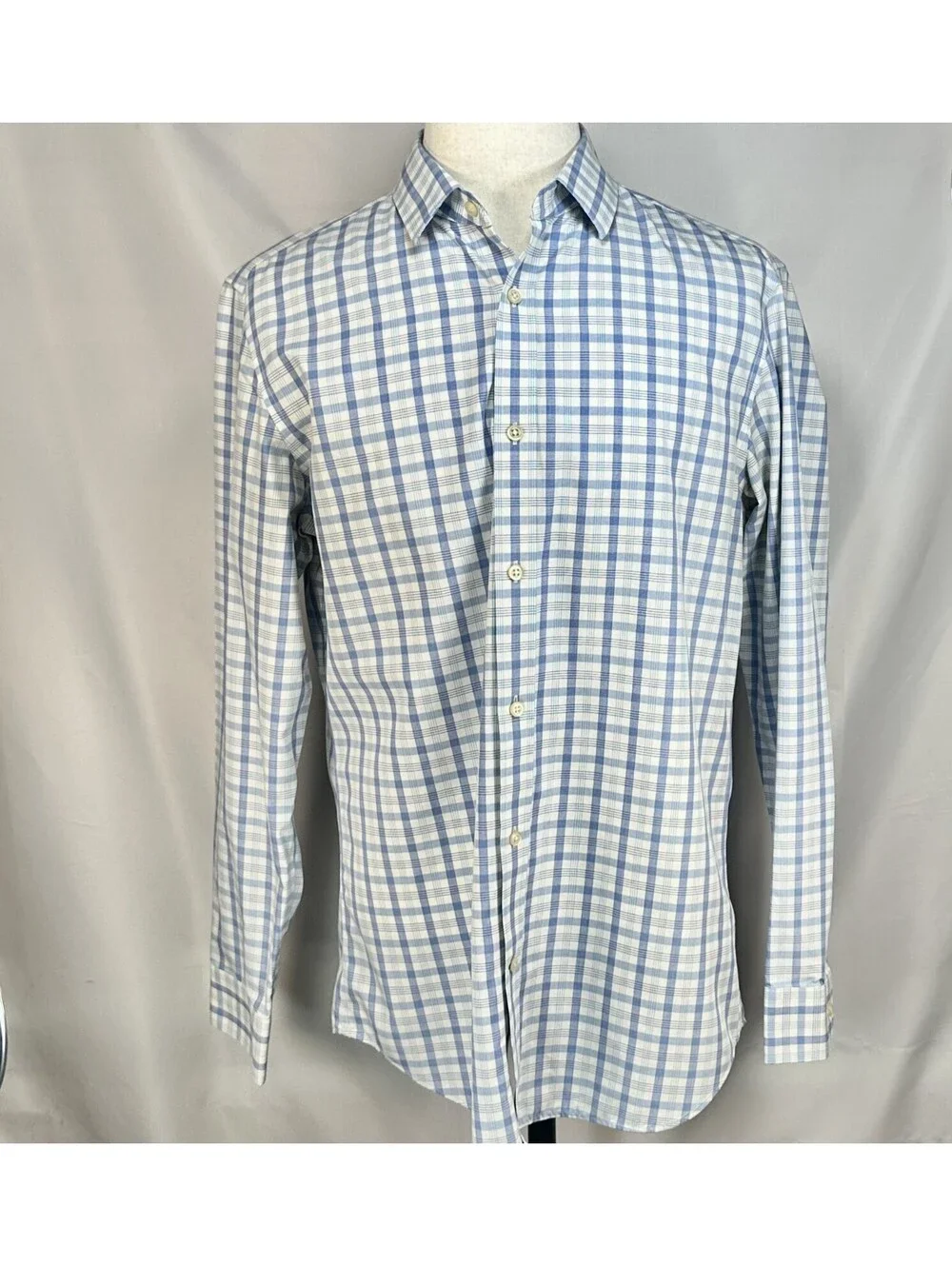 Banana Republic Non-Iron Tailored Slim Fit Check Blue Men L